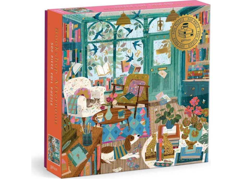 GALISON Metalické čtvercové puzzle Odpoledne v knihkupectví 500 dílků