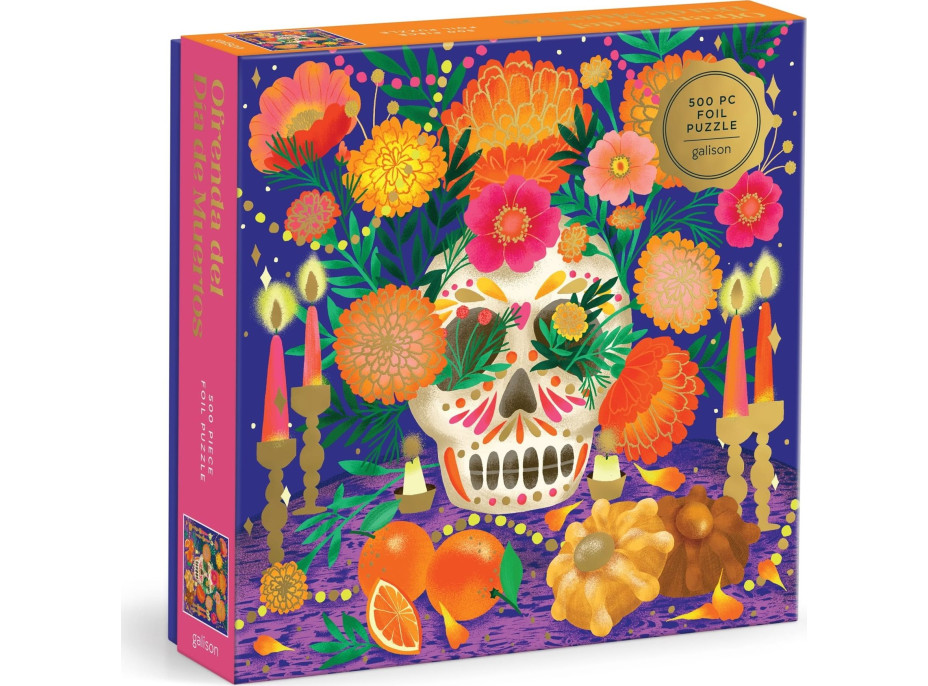 GALISON Metalické čtvercové puzzle Oltář ke Dni mrtvých 500 dílků