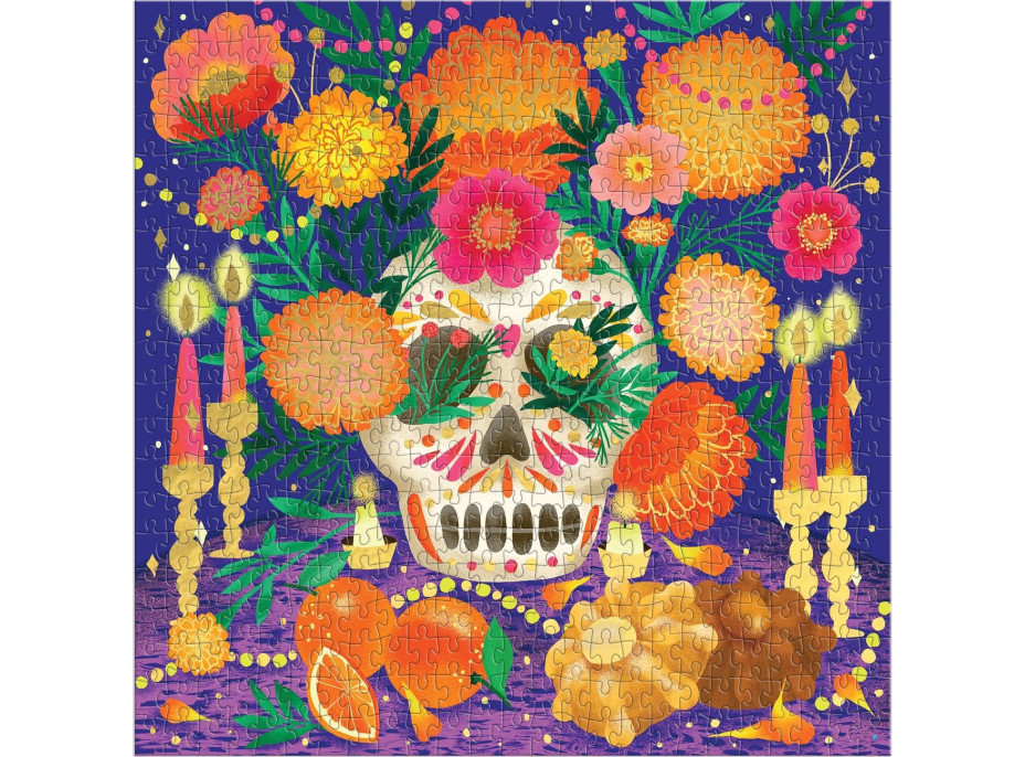 GALISON Metalické čtvercové puzzle Oltář ke Dni mrtvých 500 dílků