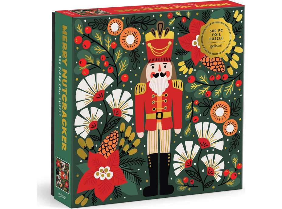 GALISON Metalické čtvercové puzzle Veselý Louskáček 500 dílků