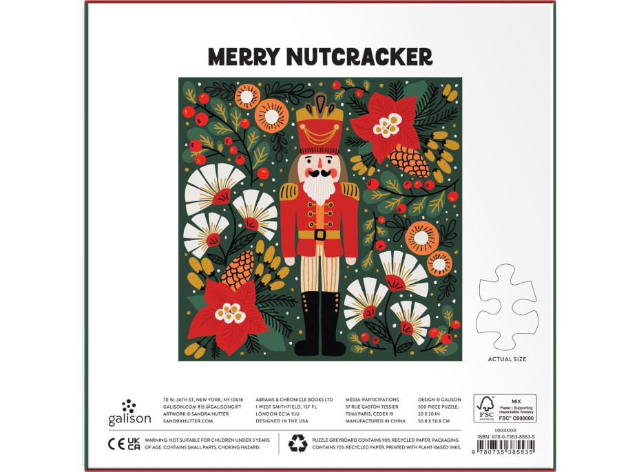 GALISON Metalické čtvercové puzzle Veselý Louskáček 500 dílků