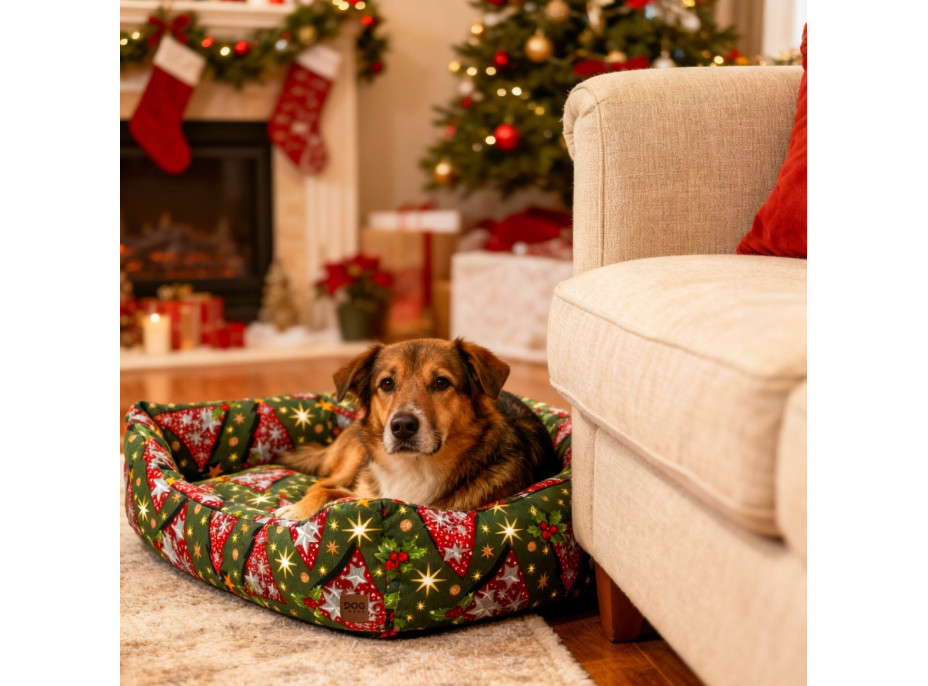 Pelíšek pro psy/kočky s vánočním motivem 70x60 cm - Stromečky
