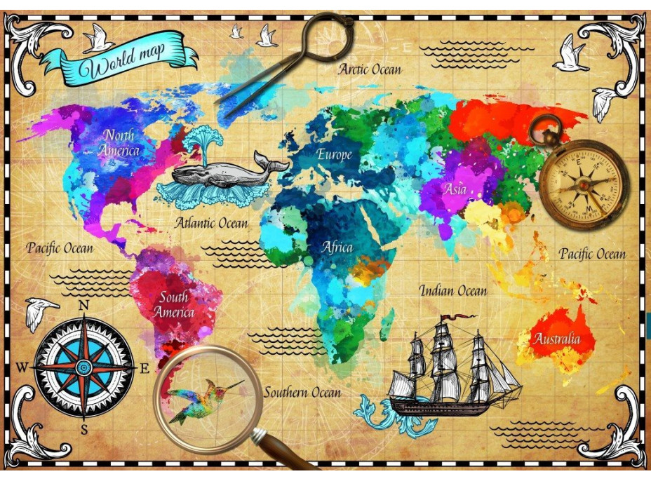 BLUEBIRD Puzzle Barevná mapa světa 2000 dílků