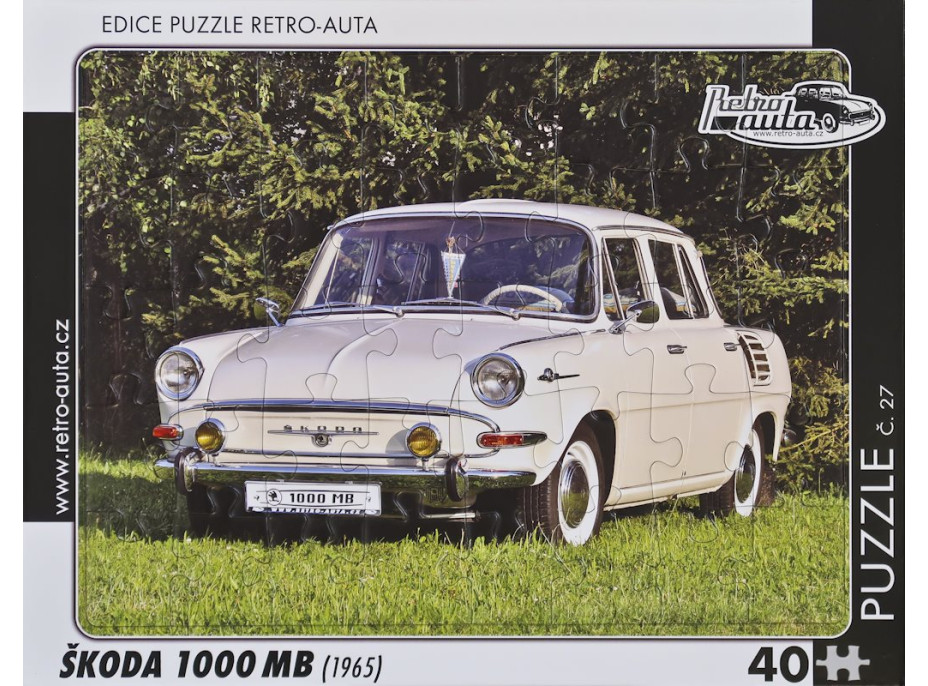 RETRO-AUTA Puzzle č.27 ŠKODA 1000 MB (1965) 40 dílků