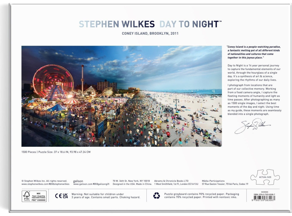 GALISON Puzzle Coney Island ve dne v noci 1500 dílků
