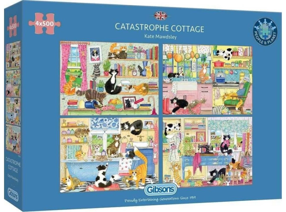 GIBSONS Puzzle Kočičí katastrofa 4x500 dílků