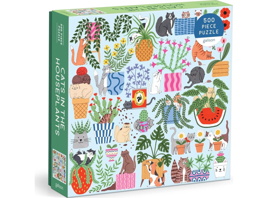 GALISON Čtvercové puzzle Kočky v květináčích 500 dílků