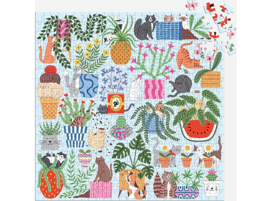 GALISON Čtvercové puzzle Kočky v květináčích 500 dílků