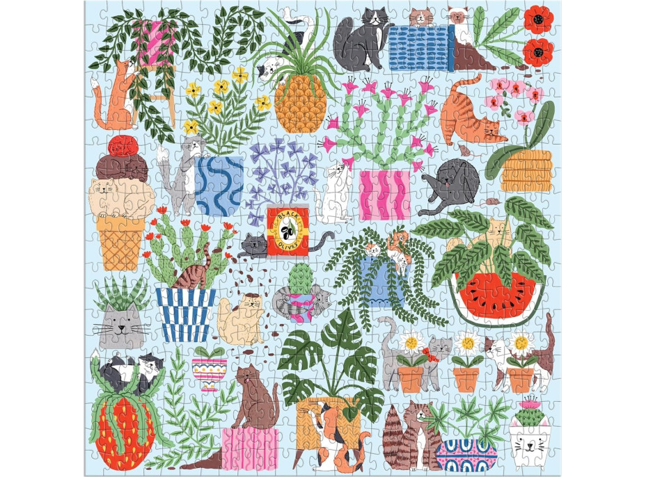 GALISON Čtvercové puzzle Kočky v květináčích 500 dílků