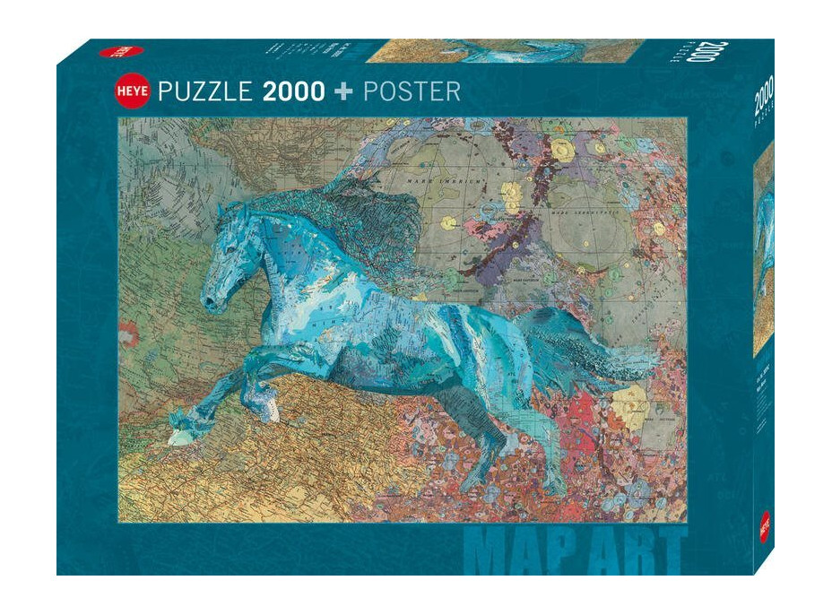 HEYE Puzzle Map Art: Kůň 2000 dílků