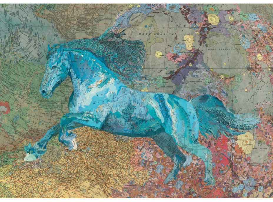 HEYE Puzzle Map Art: Kůň 2000 dílků