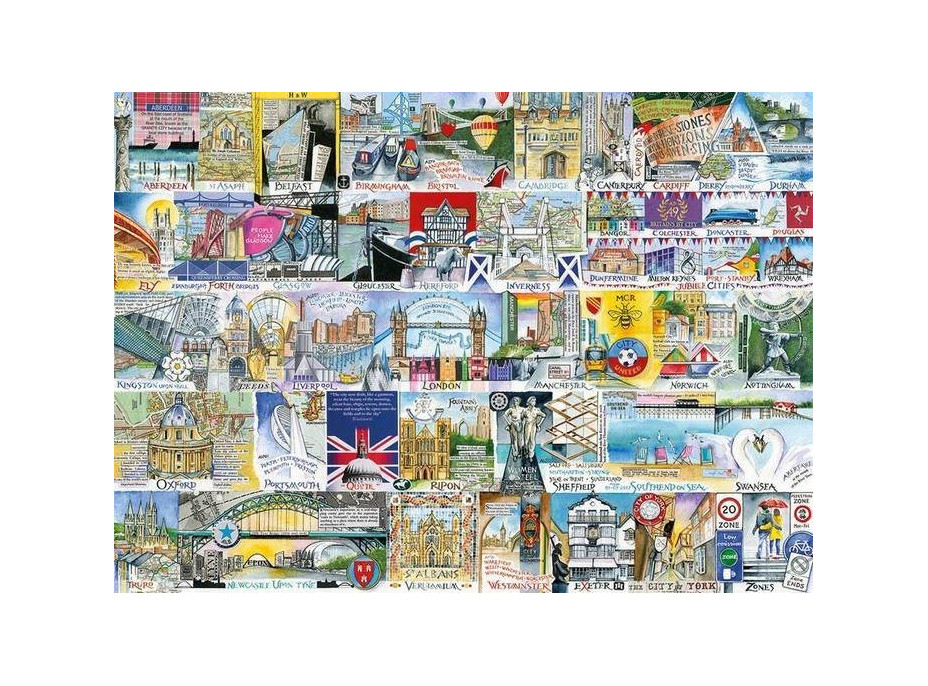 GIBSONS Puzzle Města Velké Británie XL 500 dílků