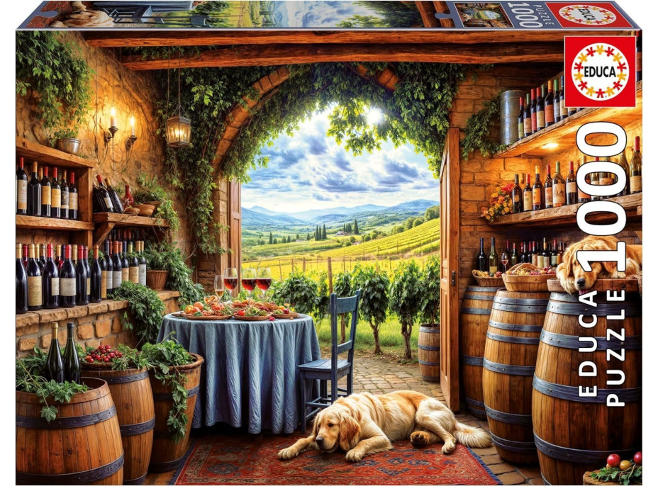EDUCA Puzzle Psi a víno 1000 dílků