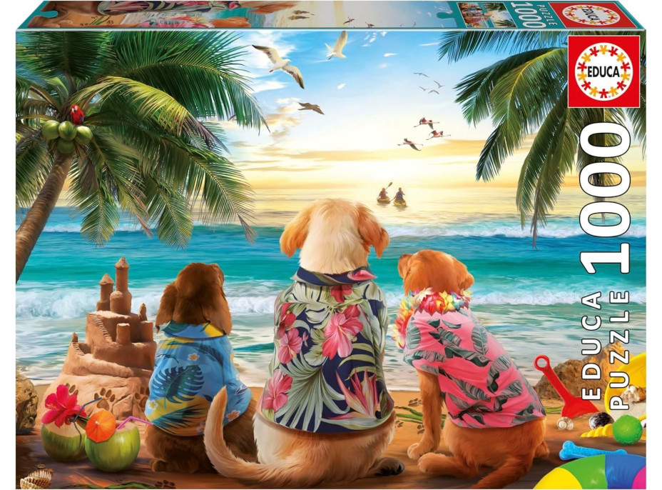 EDUCA Puzzle Psi na pláži 1000 dílků