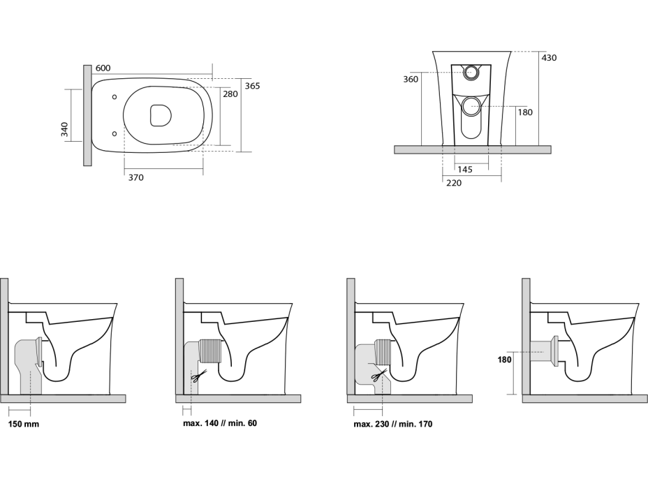 Kerasan THE NEW YORKER WC mísa stojící, 36, 5x60cm, spodní/zadní odpad, bílá 561801