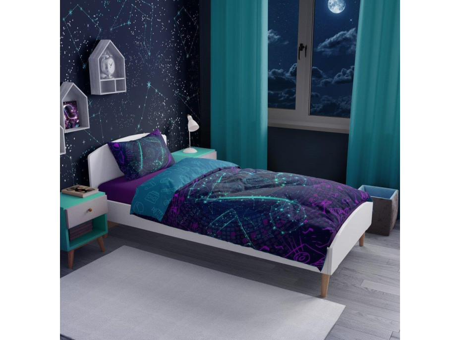 Bavlněné svítící povlečení YOUNG Music - 140x200 cm + 70x80 cm