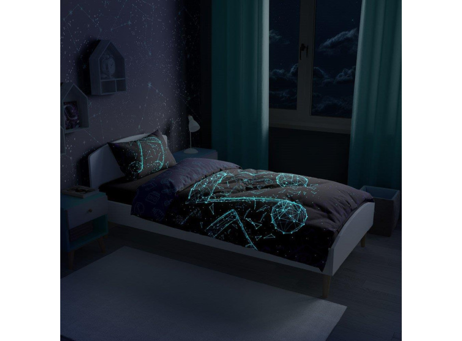 Bavlněné svítící povlečení YOUNG Music - 140x200 cm + 70x80 cm