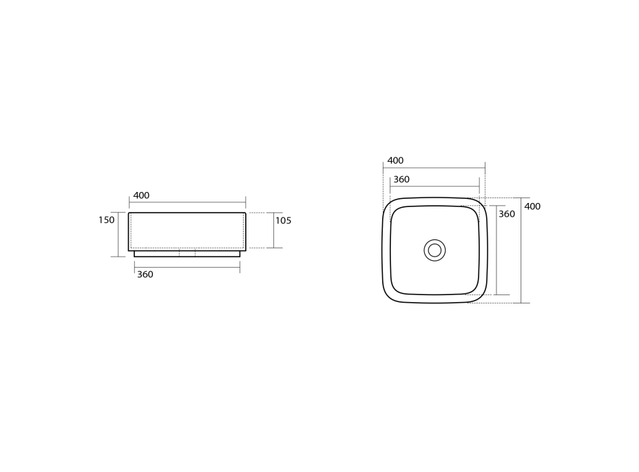 Kerasan HAKO keramické umyvadlo na desku 40x40 , černá mat 554431