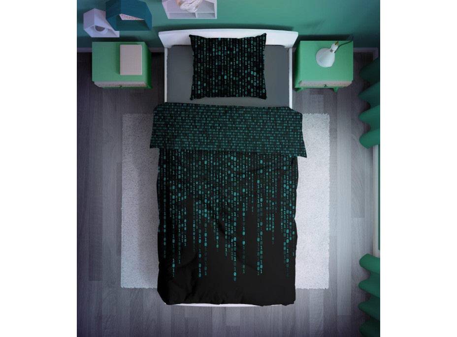 Bavlněné svítící povlečení YOUNG Matrix - 140x200 cm + 70x80 cm