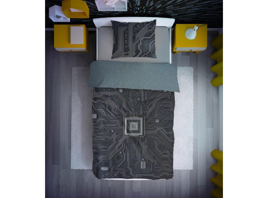 Bavlněné svítící povlečení YOUNG AI - 140x200 cm + 70x80 cm