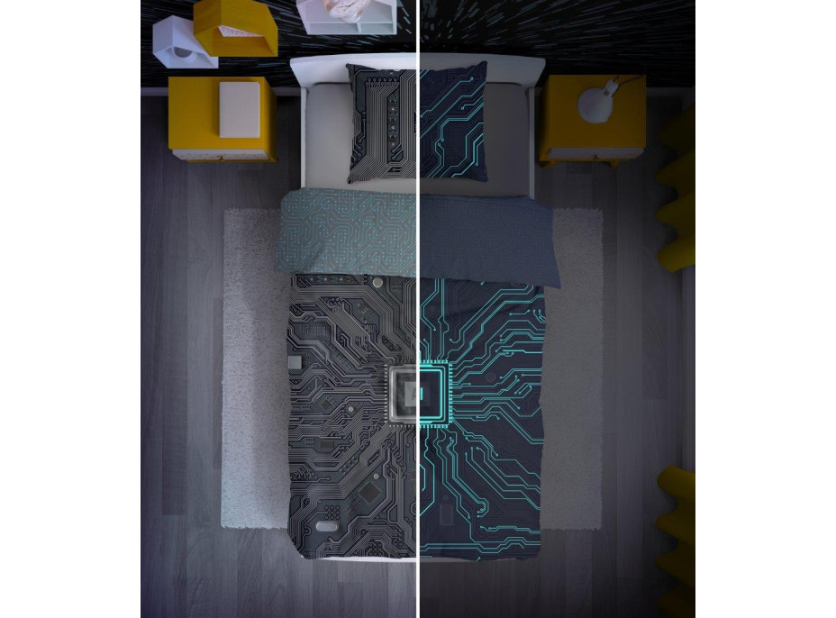 Bavlněné svítící povlečení YOUNG AI - 160x200 cm + 70x80 cm