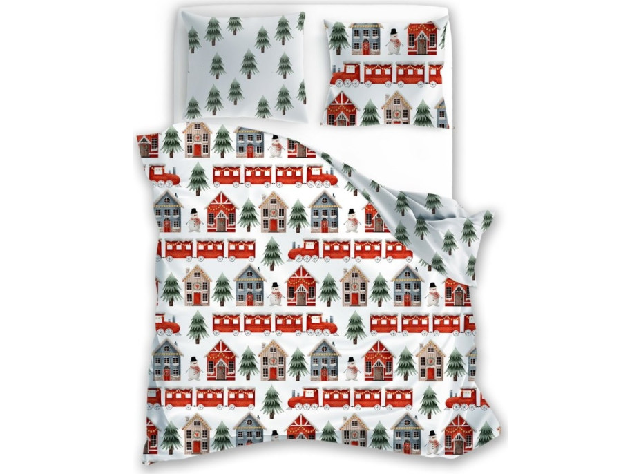 Bavlněné povlečení SCANDIC Zimní vláček - bílé - 140x200 cm