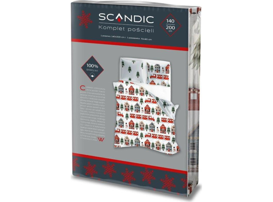 Bavlněné povlečení SCANDIC Zimní vláček - bílé - 140x200 cm