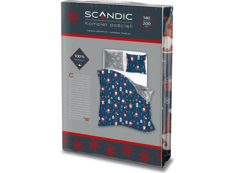 Bavlněné povlečení SCANDIC Skřítci - tmavě modré/šedé - 140x200 cm