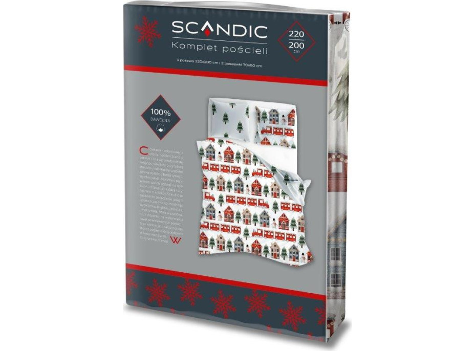 Bavlněné povlečení SCANDIC Zimní vláček - bílé - 220x200 cm
