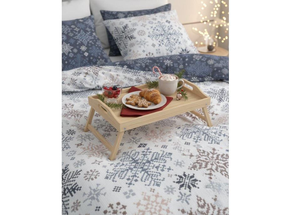 Bavlněné povlečení SCANDIC Vločky - bílé/modré - 220x200 cm