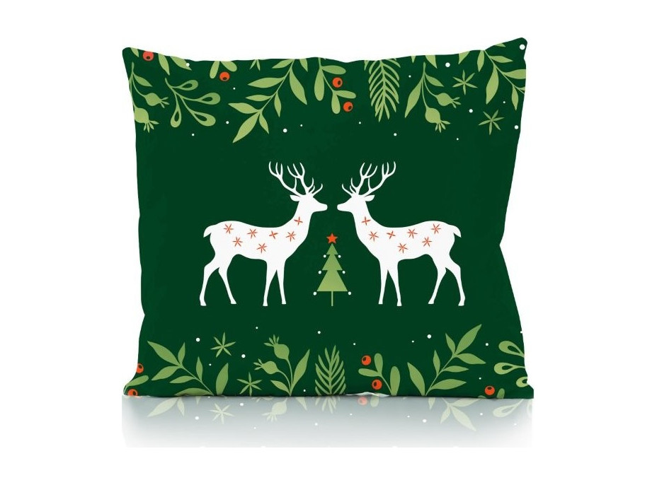 Vánoční povlak na polštář HOLLY JOLLY Jeleni 45x45 cm - zelený