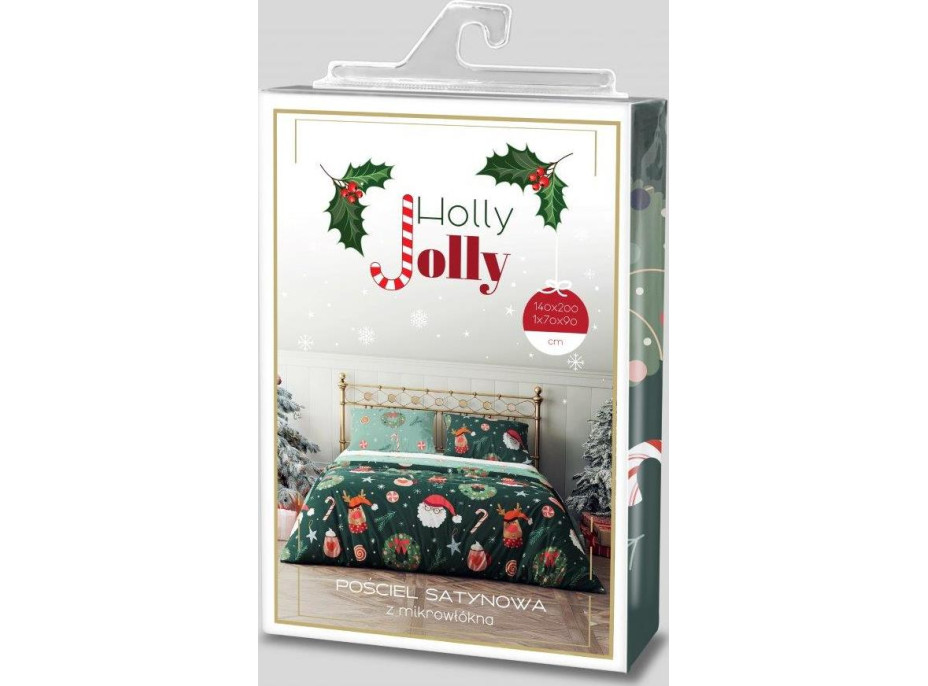 Ložní povlečení z mikrovlákna HOLLY JOLLY Vánoce - zelené - 140x200 cm