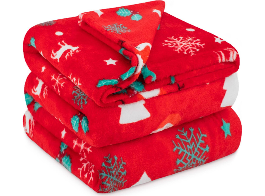 Vánoční deka SNĚHULÁK 130x160 cm - červená