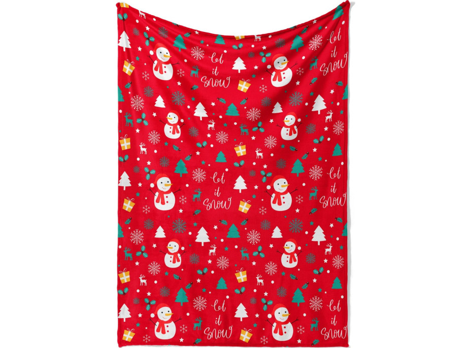 Vánoční deka SNĚHULÁK 130x160 cm - červená