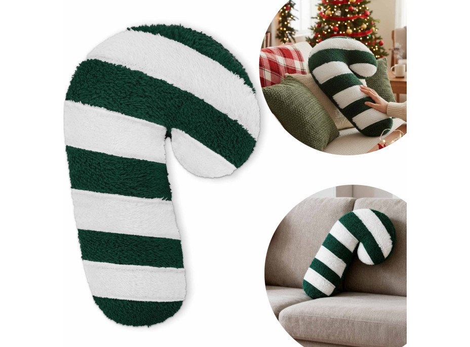 Tvarovaný polštář LÍZÁTKO - 42x20 cm - zelený/bílý