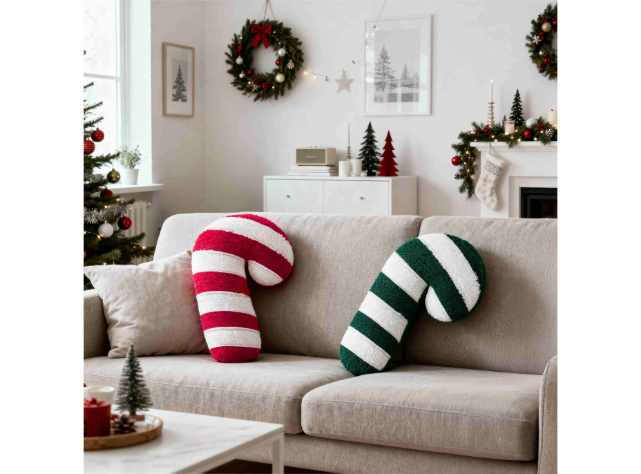 Tvarovaný polštář LÍZÁTKO - 42x20 cm - zelený/bílý