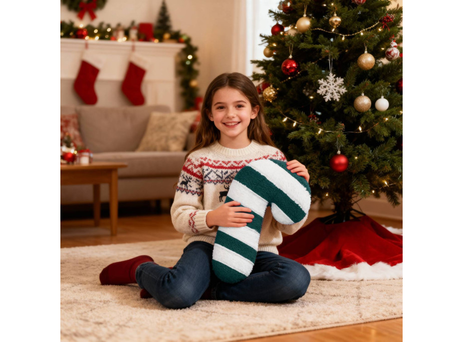 Tvarovaný polštář LÍZÁTKO - 42x20 cm - zelený/bílý