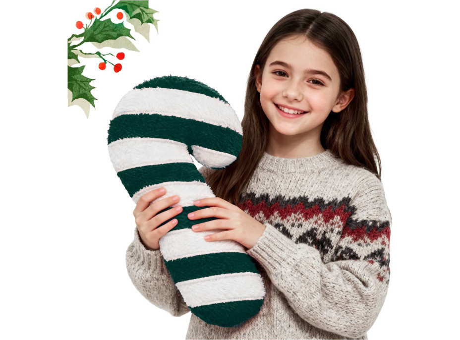 Tvarovaný polštář LÍZÁTKO - 42x20 cm - zelený/bílý