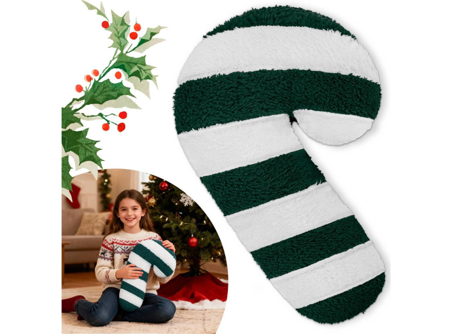 Tvarovaný polštář LÍZÁTKO - 42x20 cm - zelený/bílý