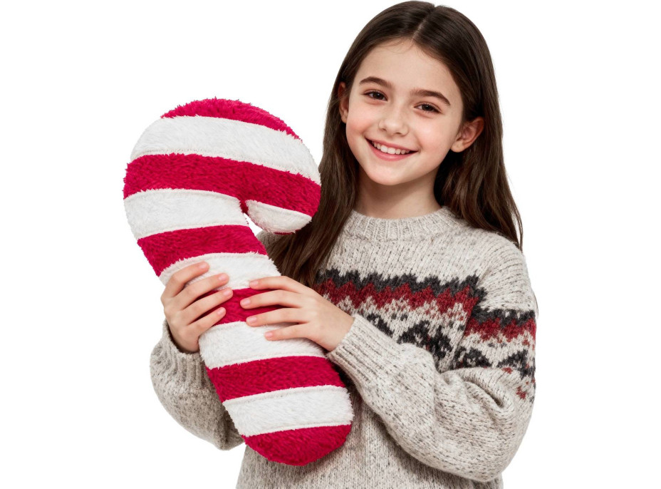 Tvarovaný polštář LÍZÁTKO - 42x20 cm - červený/bílý