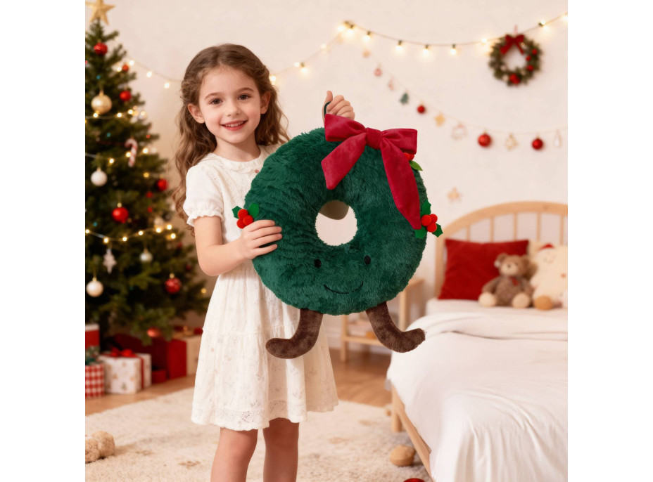 Tvarovaný polštář VÁNOČNÍ VĚNEC - 35 cm