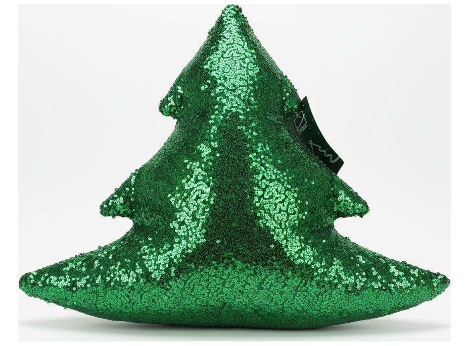 Tvarovaný polštář GLITTER TREE Stromeček - 40 cm - zelený