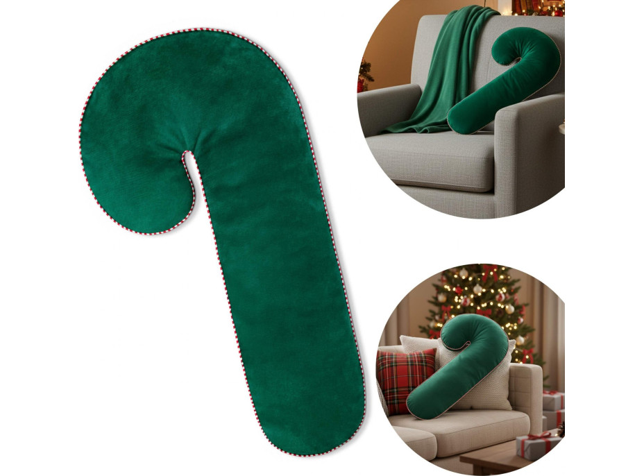 Tvarovaný polštář Velvet LÍZÁTKO- 45x20 cm - zelený