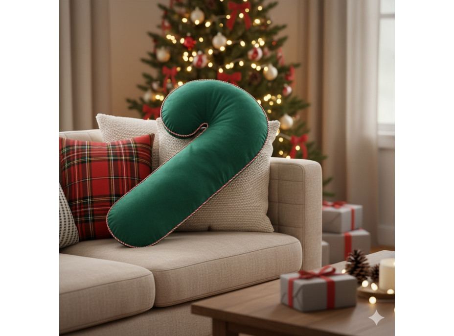 Tvarovaný polštář Velvet LÍZÁTKO- 45x20 cm - zelený