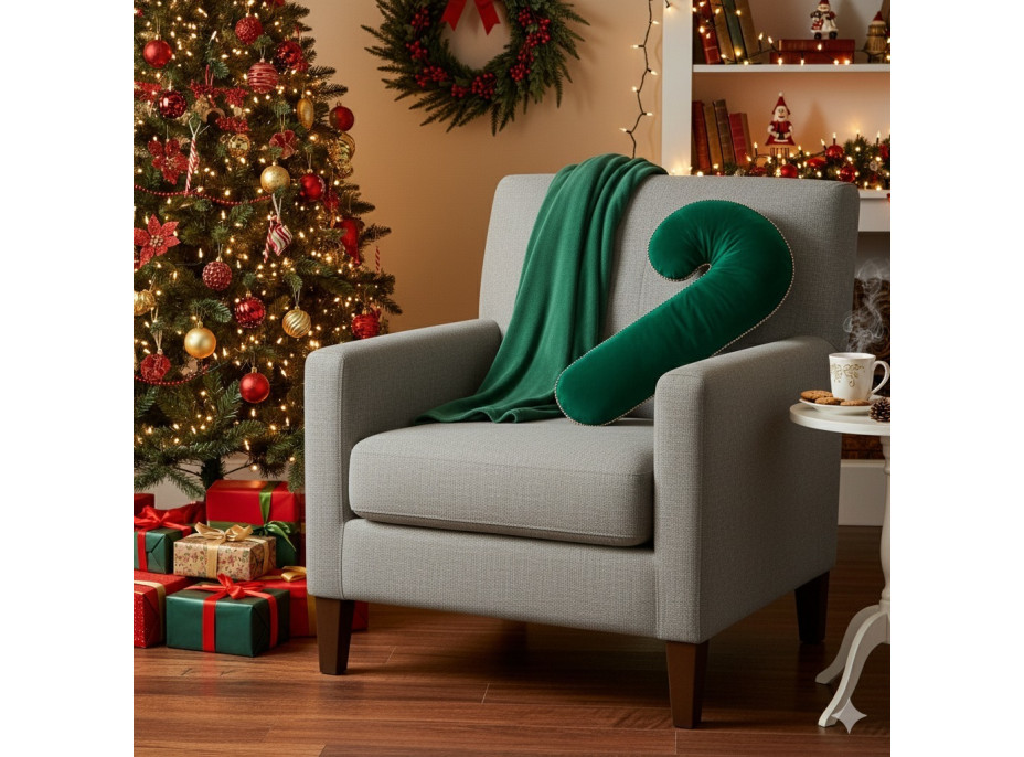 Tvarovaný polštář Velvet LÍZÁTKO- 45x20 cm - zelený