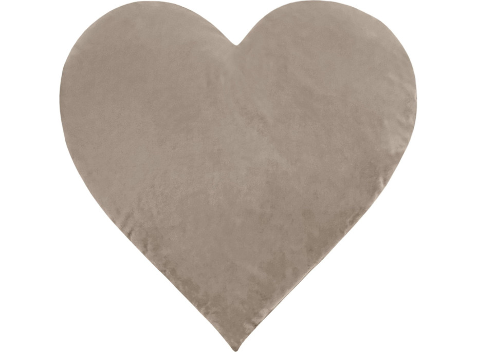 Tvarovaný polštář CLEO Velvet SRDCE - 35x35 cm - béžový
