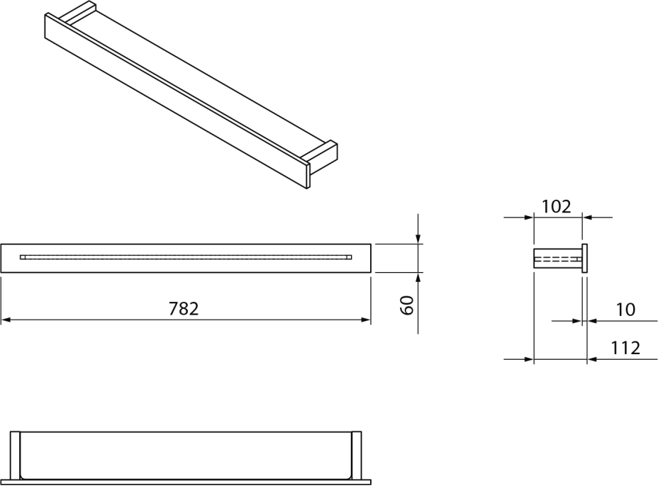 Sapho PATRON skleněná police 78cm, bílá PX785W