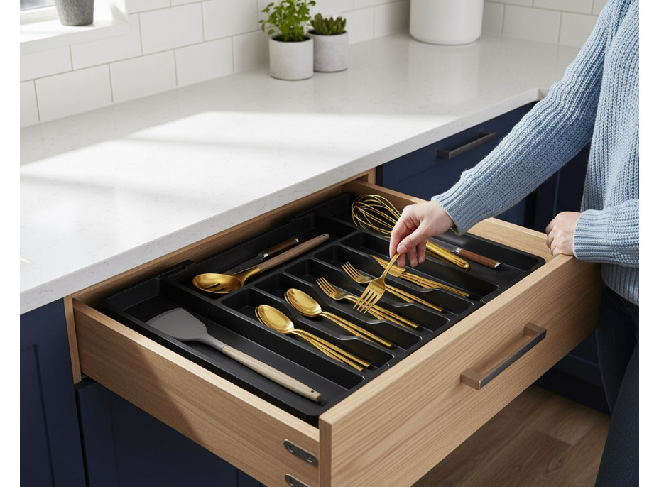 Příborník s nastavitelnou šířkou GARFO - černý