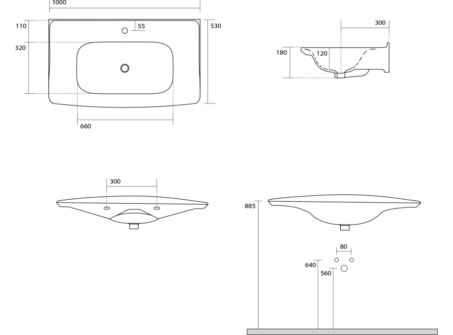 Kerasan THE NEW YORKER keramické umyvadlo 100x53cm, bílá 564201