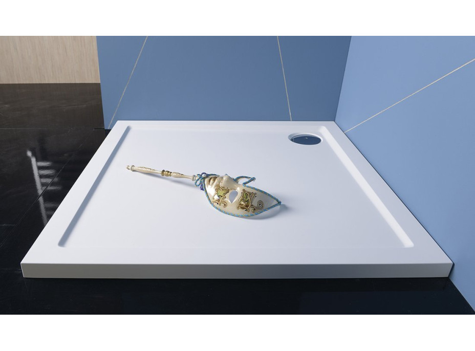 Polysan AURA sprchová vanička z litého mramoru, čtverec 70x70cm, bílá 41651